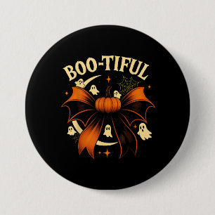 Bootiful Funny Halloween Coquette Bow Pumpkin 7.5 Cm Round Badge