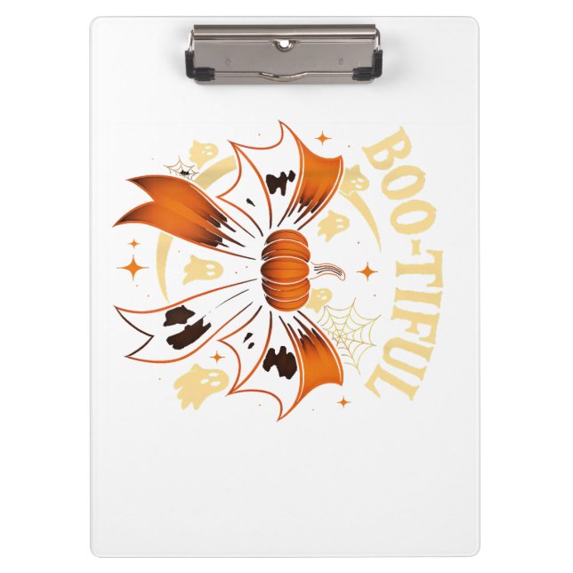  Bootiful Funny Halloween Coquette Bow Pumpkin  Clipboard (Front)