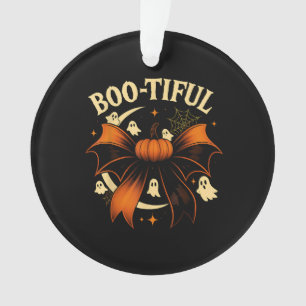 Bootiful Funny Halloween Coquette Bow Pumpkin Ornament