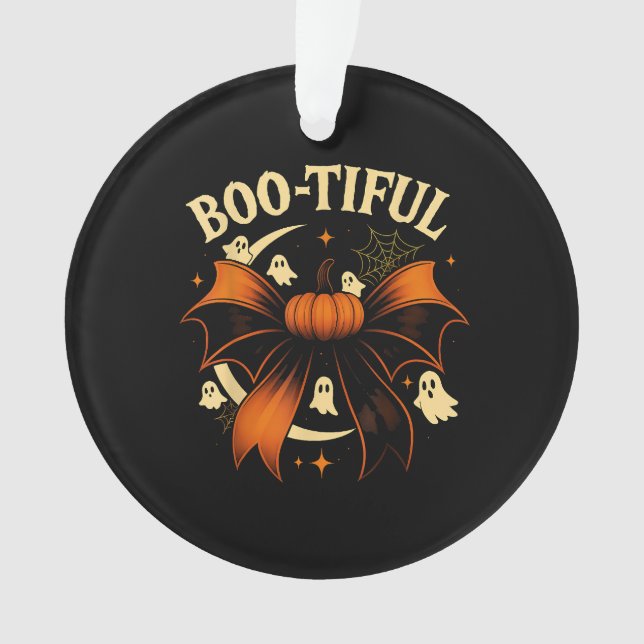  Bootiful Funny Halloween Coquette Bow Pumpkin  Ornament (Front)