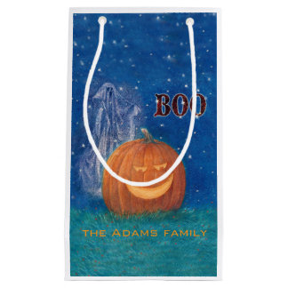 Bootiful Halloween Big Pumpkin Cute Ghost Small Gift Bag