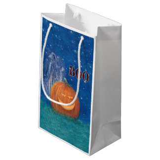 Bootiful Halloween Big Pumpkin Cute Ghost Small Gift Bag
