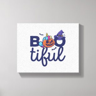 Bootiful Halloween Funny Unicorn Pumpkin lantern Canvas Print