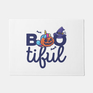 Bootiful Halloween Funny Unicorn Pumpkin lantern Doormat