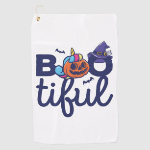 Bootiful Halloween Funny Unicorn Pumpkin lantern Golf Towel