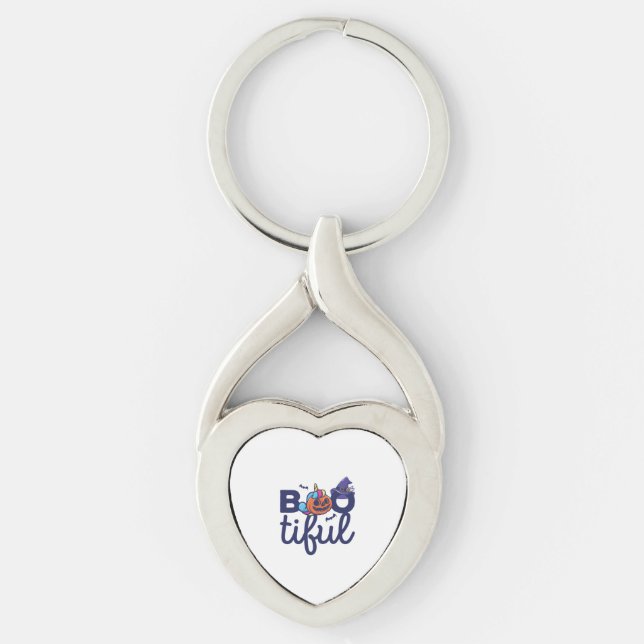 Bootiful Halloween Funny Unicorn Pumpkin lantern Key Ring (Front)