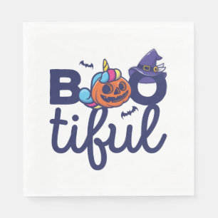 Bootiful Halloween Funny Unicorn Pumpkin lantern Napkin