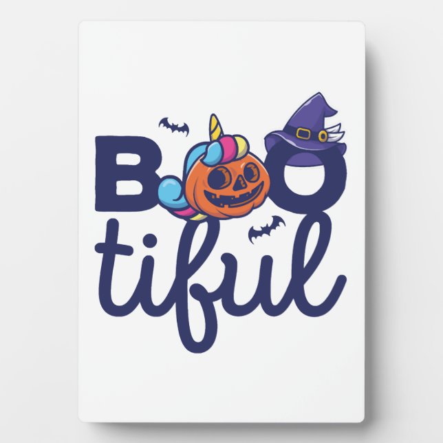 Bootiful Halloween Funny Unicorn Pumpkin lantern Plaque (Front)