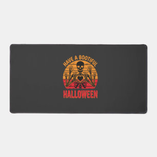 Bootiful Halloween Skeleton Heart Retro Sunset Des Desk Mat