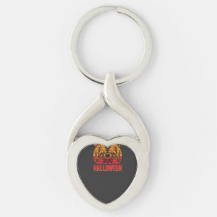 Bootiful Halloween Skeleton Heart Retro Sunset Des Key Ring