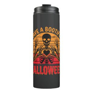 Bootiful Halloween Skeleton Heart Retro Sunset Des Thermal Tumbler