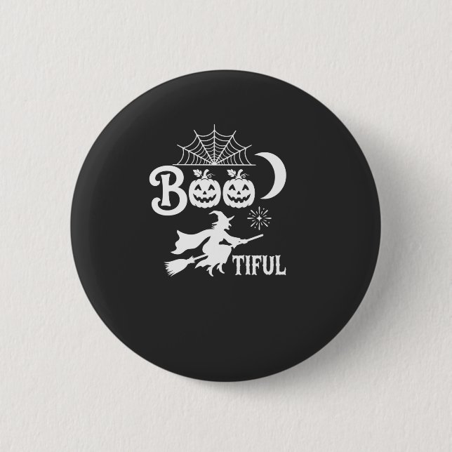Bootiful Halloween Witch Moon Design_1 6 Cm Round Badge (Front)