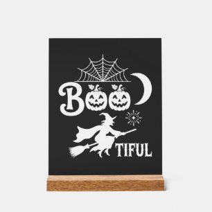 Bootiful Halloween Witch Moon Design_1 Acrylic Sign