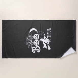 Bootiful Halloween Witch Moon Design_1 Beach Towel