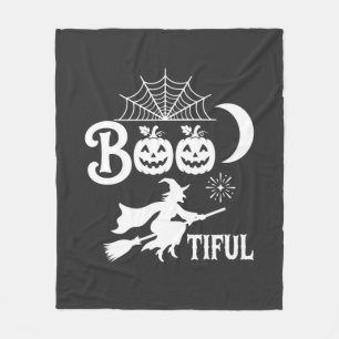 Bootiful Halloween Witch Moon Design_1 Fleece Blanket