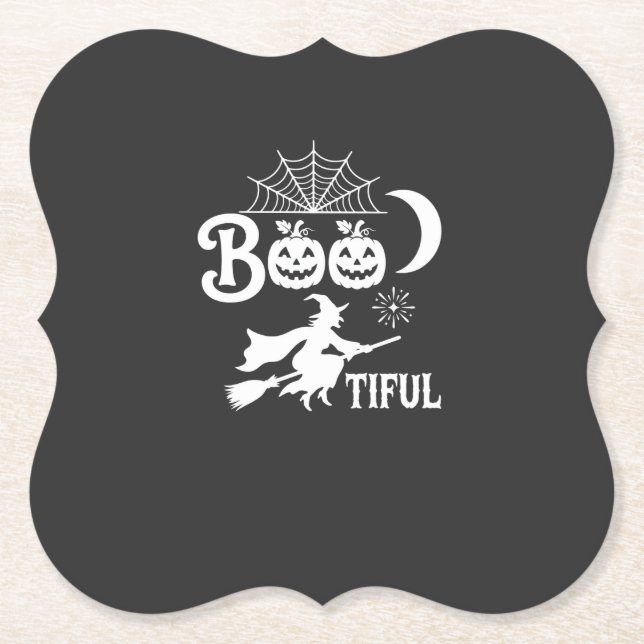 Bootiful Halloween Witch Moon Design_1 Paper Coaster (Front)