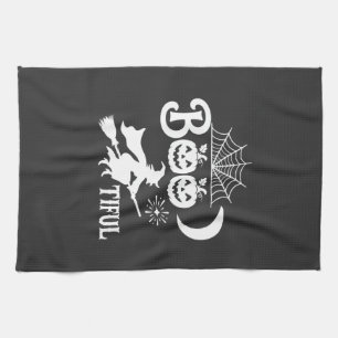 Bootiful Halloween Witch Moon Design_1 Tea Towel