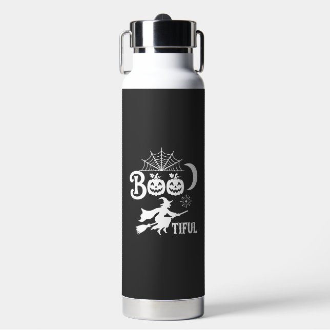 Bootiful Halloween Witch Moon Design_1 Water Bottle (Front)