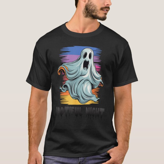 Bootiful Night creepy Ghost Halloween T-Shirt (Front)