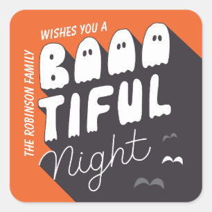 Bootiful Night Orange and Black Halloween Stickers