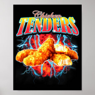 Bootleg Rap Funny Chicken Tenders Vintage 90s Heav Poster