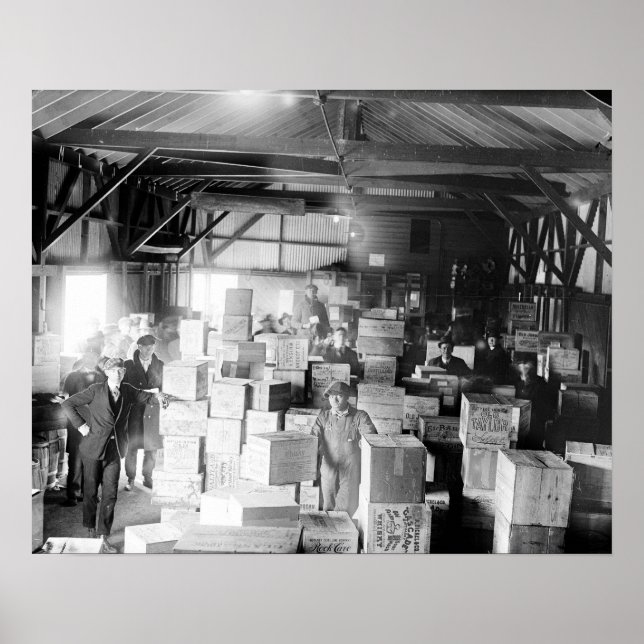 Bootleg Whiskey Warehouse, 1920. Vintage Photo Poster (Front)