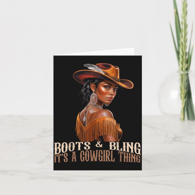 Boots &amp; Bling It's Cowgirl African Women Black Card (Front)