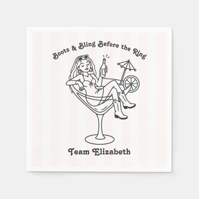 Boots and Bling Before the Ring Bachelorette  Napkin (Front)