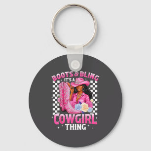 Boots And Bling It's Cowgirl Thing Black History G Key Ring