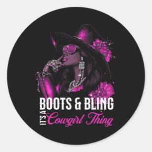 Boots And Bling It's Cowgirl Thing,black History M Classic Round Sticker