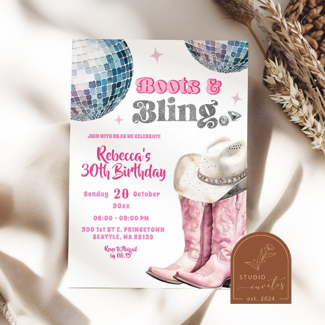 Boots and Bling Silver Cowgirl Birthday Girl Invitation (Creator Uploaded)