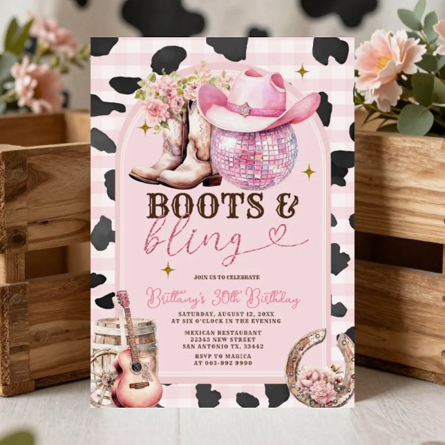 Boots and Bling Skin Cowgirl Western Birthday  Invitation (Creator Uploaded)