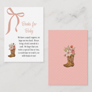 Boots and Bows Baby Girl Shower Books for Baby Enclosure Card