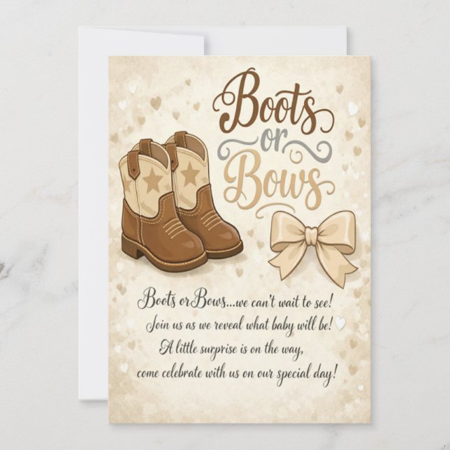 Boots and Bows Gender Reveal Invitation (Front)