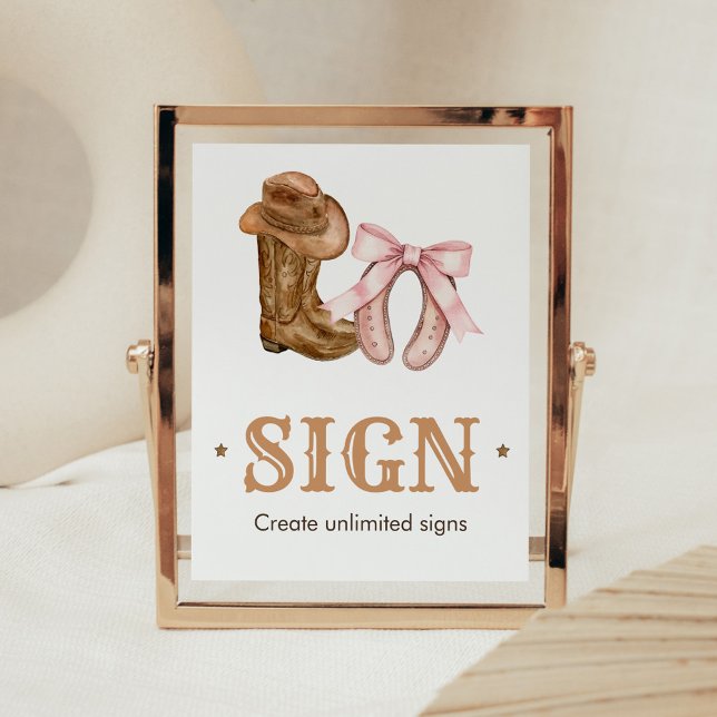 Boots and Bows Gender Reveal Sign (Western Boots and Bows Gender Reveal Custom Sign)