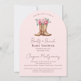 Boots and Brunch Baby Shower   Soft Pink Floral  Invitation