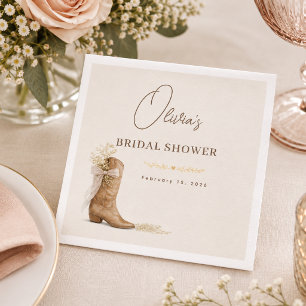 Boots and Brunch Floral Bow Bridal Shower Napkin