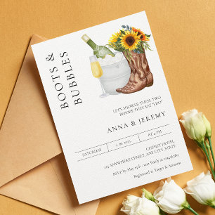 Boots and Bubbles Couples Shower Modern Minimalist Invitation