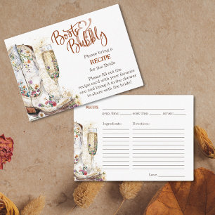 Boots and Bubbly Boho Bridal Shower Recipe Request Enclosure Card