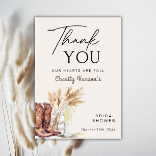 Boots And Bubbly Boho Bridal Shower Thank You Card