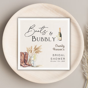 Boots And Bubbly Boho Pampas Grass Bridal Shower Napkin