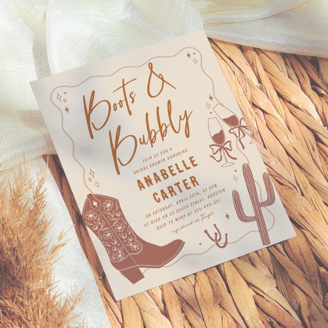 Boots and Bubbly Bridal Shower Budget Invitation (Creator Uploaded)