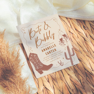 Boots and Bubbly Bridal Shower Budget Invitation