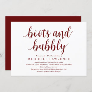 Boots and Bubbly, Bridal Shower Celebration Invita Invitation