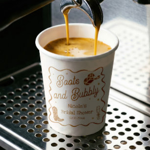 Boots and Bubbly Bridal Shower Coffee Paper Cups