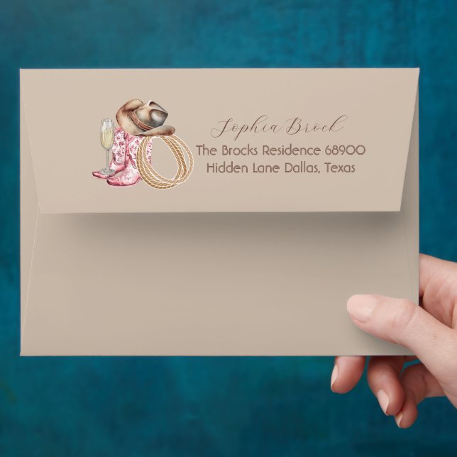 Boots and Bubbly Bridal Shower Envelope (Hand)