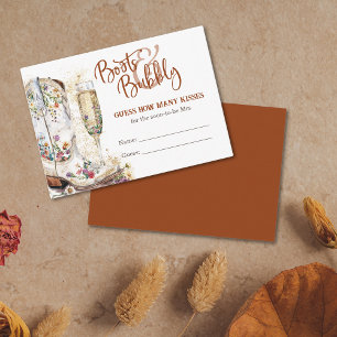 Boots and Bubbly Bridal Shower Guess How Many Kiss Enclosure Card
