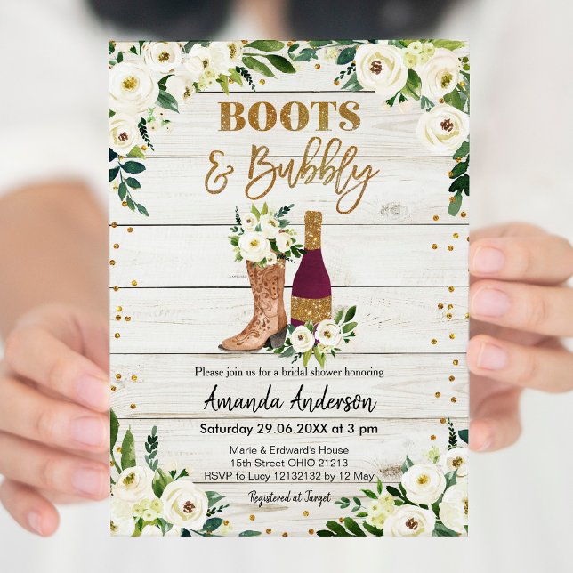 Boots and Bubbly Bridal Shower Invitation (Creator Uploaded)