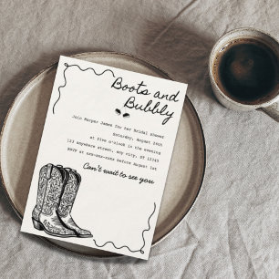 Boots and bubbly bridal shower invitation