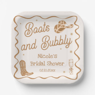 Boots and Bubbly Bridal Shower Paper Plate